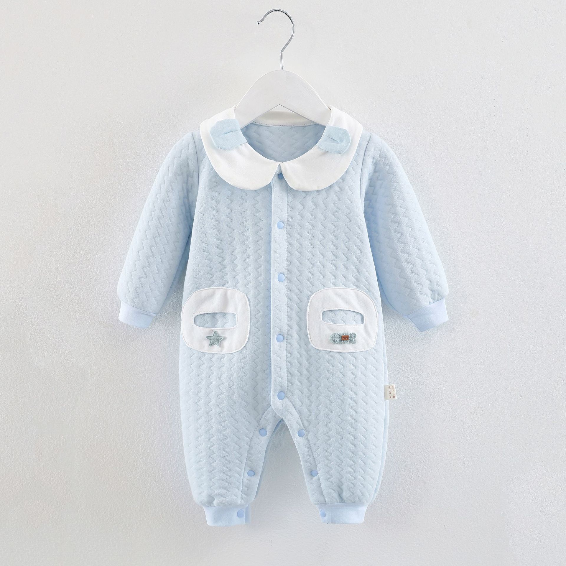 Baby Casual Einteiler Langarm Wickel Baumwolle Strampler Babykleidung 59 blau