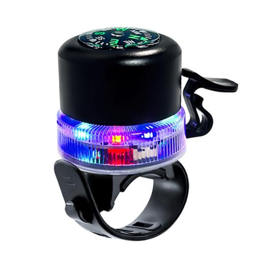 Elektrische Fahrradklingel mit Kompass RGB-Licht USB Wiederaufladbar MTB Rennrad Mountainbike schwarz