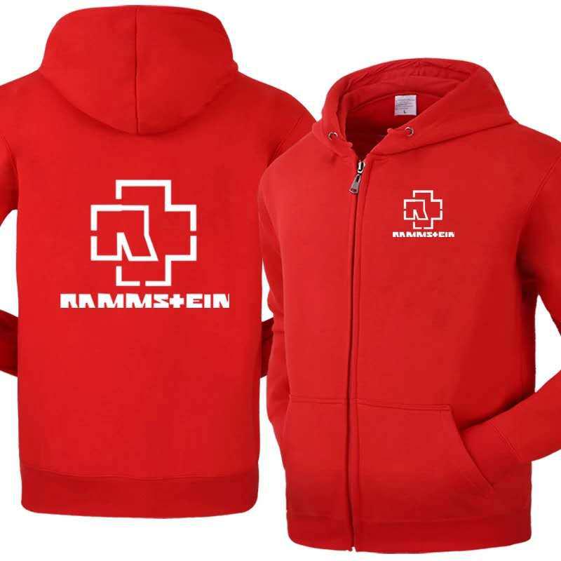 Neue Kapuzenjacke Rammstein Zipper Cardigan Herrenmode Kapuzenloser Pullover Herren M rot