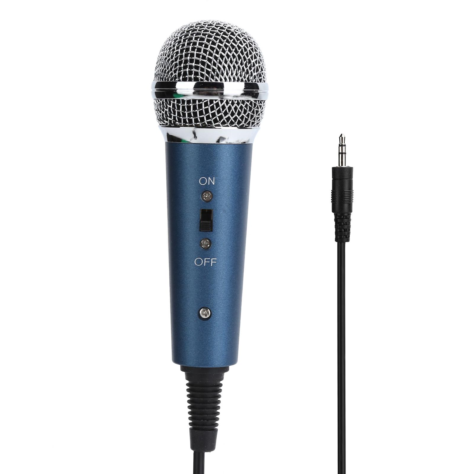 Kabelgebundenes Kondensatormikrofon 3,5 mm mit U-förmigem 3,5-mm-Audioadapter für Computer-Karaoke(blau )