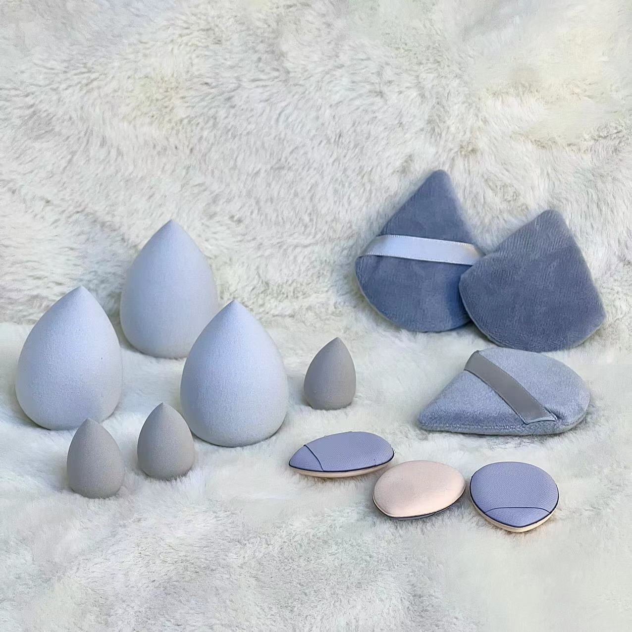 12-teiliges Kosmetik-Puff-Set, Make-up-Schwamm, Blender Beauty Egg, weiche Foundation-Schwämme, Puderquaste für Damen, wischfest, Make-up-Zubehör, Beauty-Tools grau