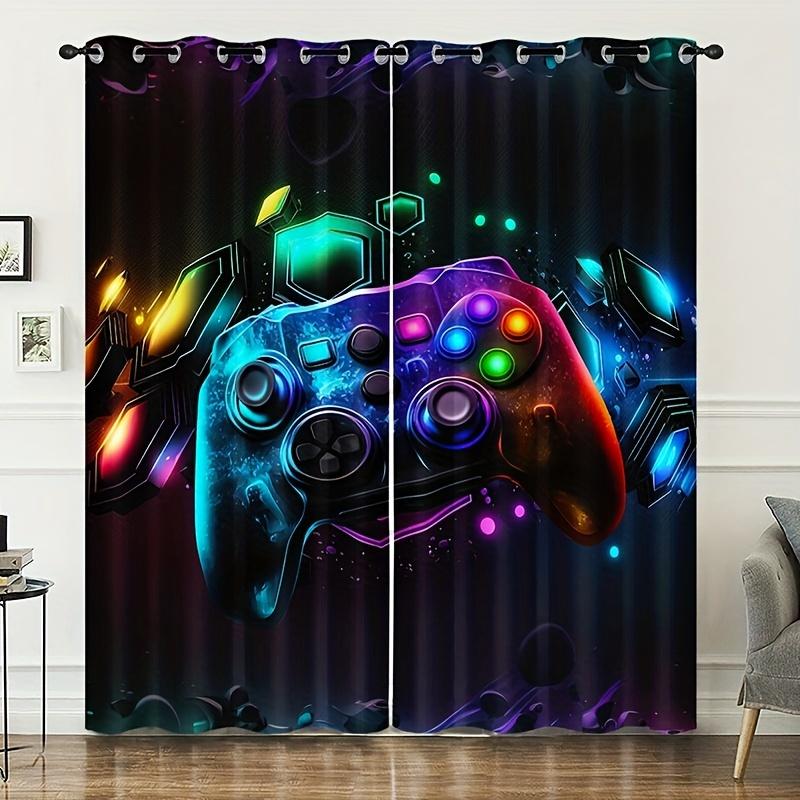 Gaming-Vorhänge, Vorhänge für Kinder, Gamer-Videospiele, Vorhang-Set für Jungen, moderner Game-Controller-Stoffvorhang, grün, Gamer, 2-teilig 135W185H(CM)53x73in&rod pocket