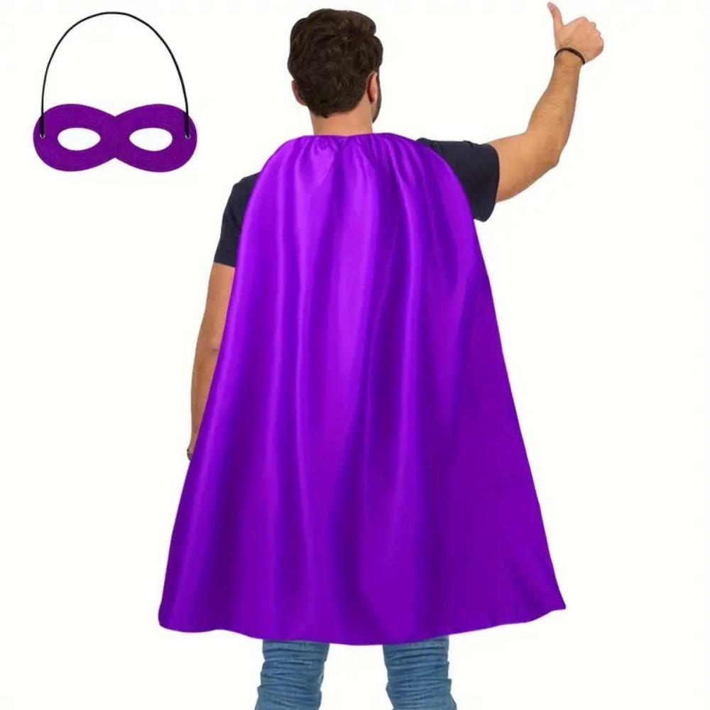 2 Stück/Set Langer Umhang Erwachsenen Superhelden-Umhang mit Augenmaske Halloween-Umhang Kostüm-Set Halloween-Kostüm violett