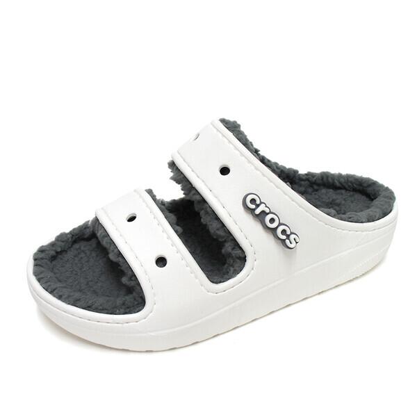 Crocs Herren Damen Classic Cosy Sandalen Pelz Hausschuhe Weiß 207446 100 207446100/270mm(M9/W11)