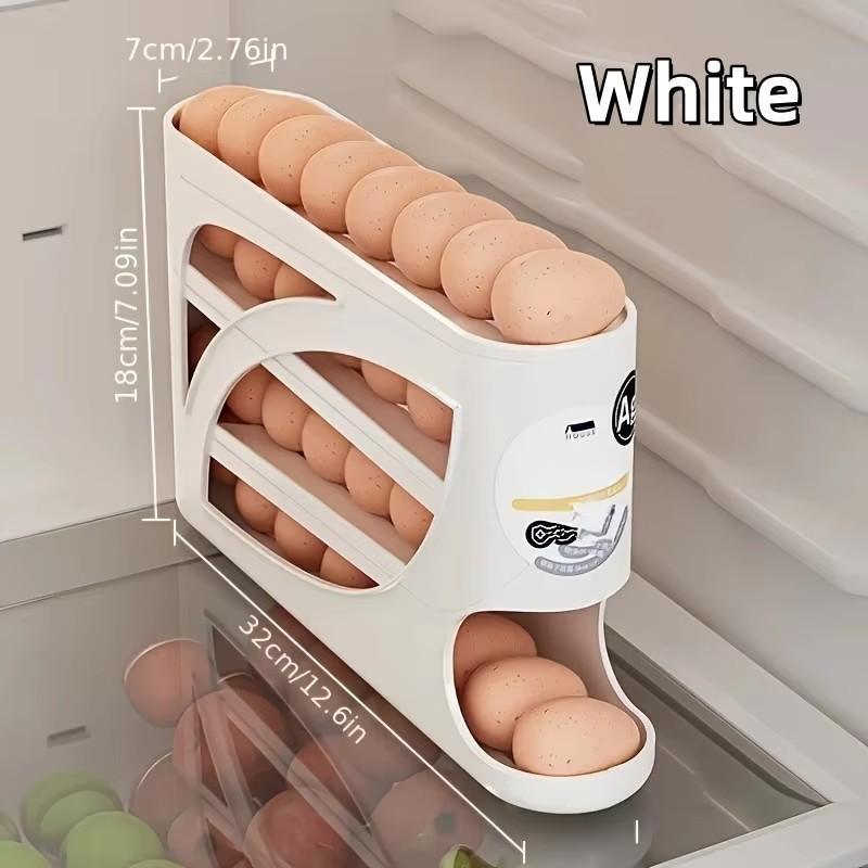 Eierregal mit 4 Ebenen für den Kühlschrank, automatischer Eierhalter mit Rollen, Aufbewahrungsbox, Behälter, Küchenkühlschrank, Eierspender, Kühlschrank-Organizer B