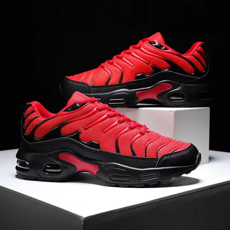 Herrenschuhe mit Air-Cushion-Sohle, lässig, bequem, Sneaker, Laufsport, rutschfest, atmungsaktiv 45 rot