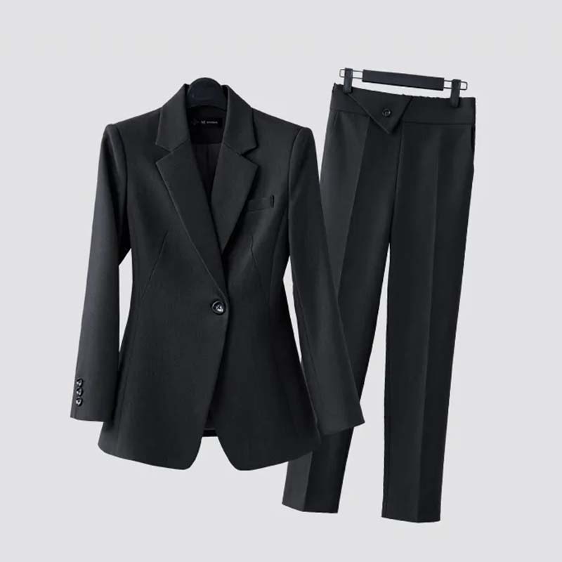 Blazer-Anzüge für Damen, luxuriöser Anzug, lässiges Temperament und modisches Kleid, Blazer, Jacke + Anzughose, zweiteiliges Set XXL schwarz