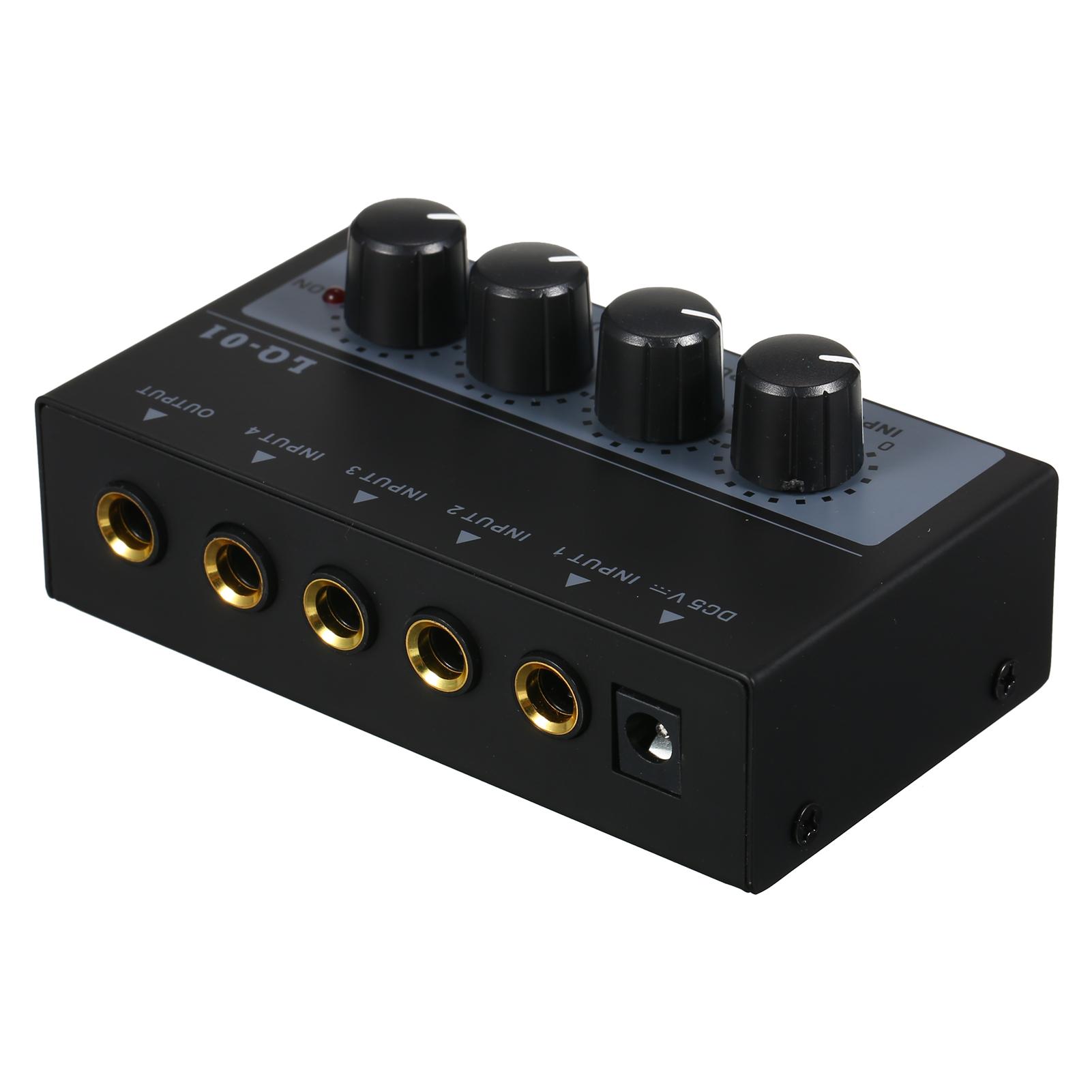 Extrem rauscharmer 4-Kanal-Mixer, 4 Eingänge, 1 Ausgang, DC 5 V, tragbarer Mini-Audio-Mixer, Mikrofon, Gitarre US Plug