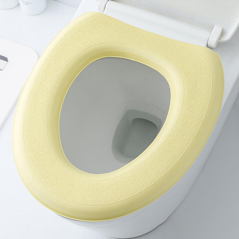 Wasserdichte Weiche Toilettensitzauflage Badezimmer Waschbar Closestool Matte Polsterkissen O-Form Toilettensitz Bidet Toilettenabdeckung Zubehör gelb