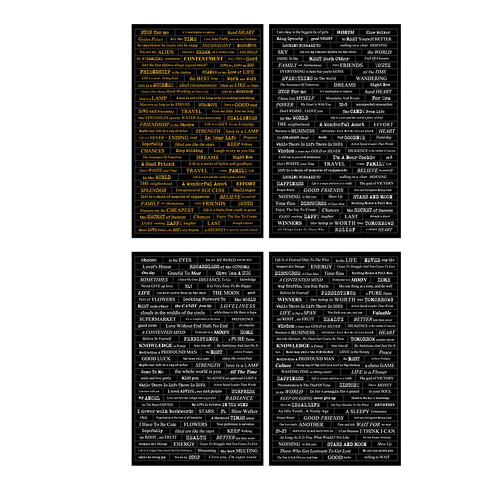 4 Blätter Wörter Phrasen Aufkleber Goldfolie Small Talk Aufkleber Zitat Aufkleber Vintage Scrapbook