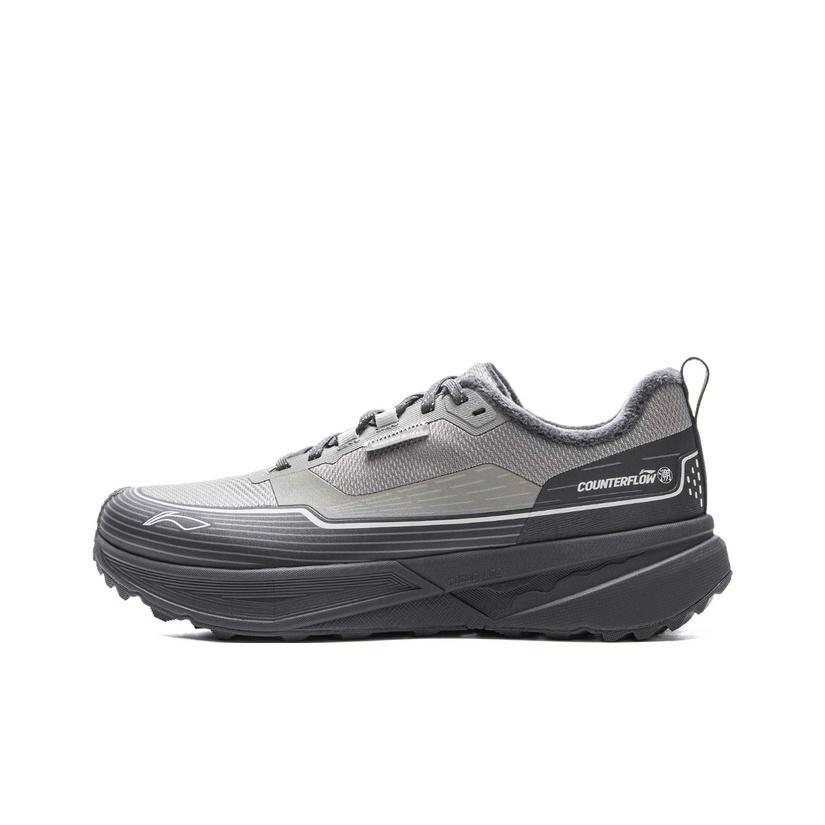Li Ning Outdoor CF Fleece Mode Schlicht Stoßdämpfend Abriebfest Wanderschuhe Unisex Wanderschuhe Kieselgrau Kalt-Sand-Schwarz AHCV085-12 44⅓