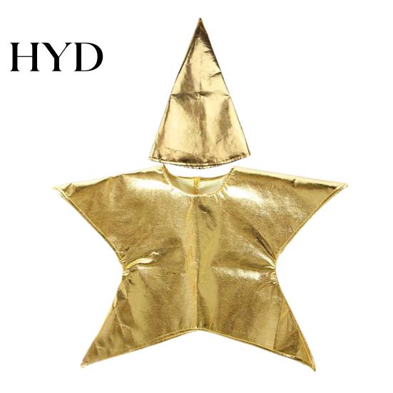 Fünfzackiger Stern Kleider Silber/Gold Krippenspiel Kostüm für Kinder Weihnachts-Szene Bühnenauftritt Cosplay Outfits Sonntagsschule Kirchenbedarf goldgelb