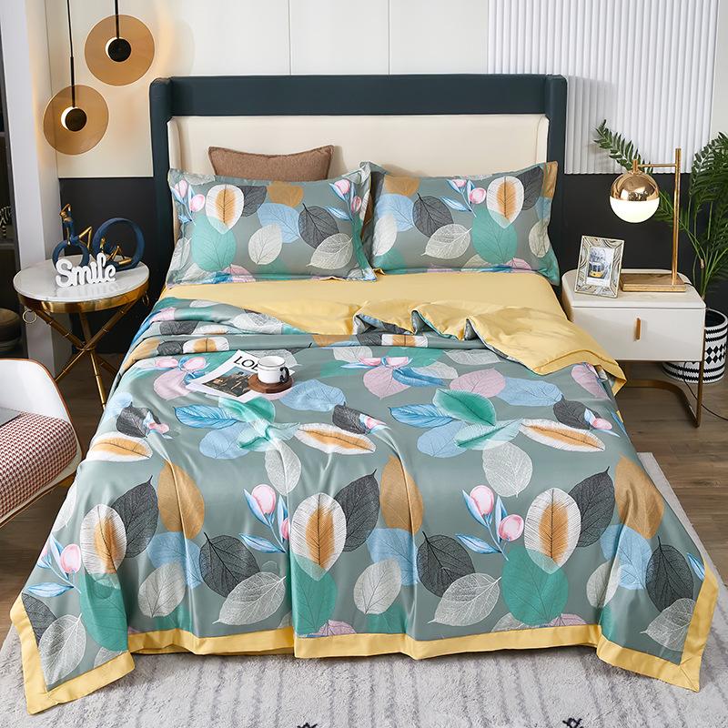 Sommerdecke, Bettdecke, Eisseide, kühle, dünne Steppdecke, Bettdecke, waschbar, Klimaanlagen-Steppdecke, Bettwäscheset 230x200cm 1Pc Quilt
