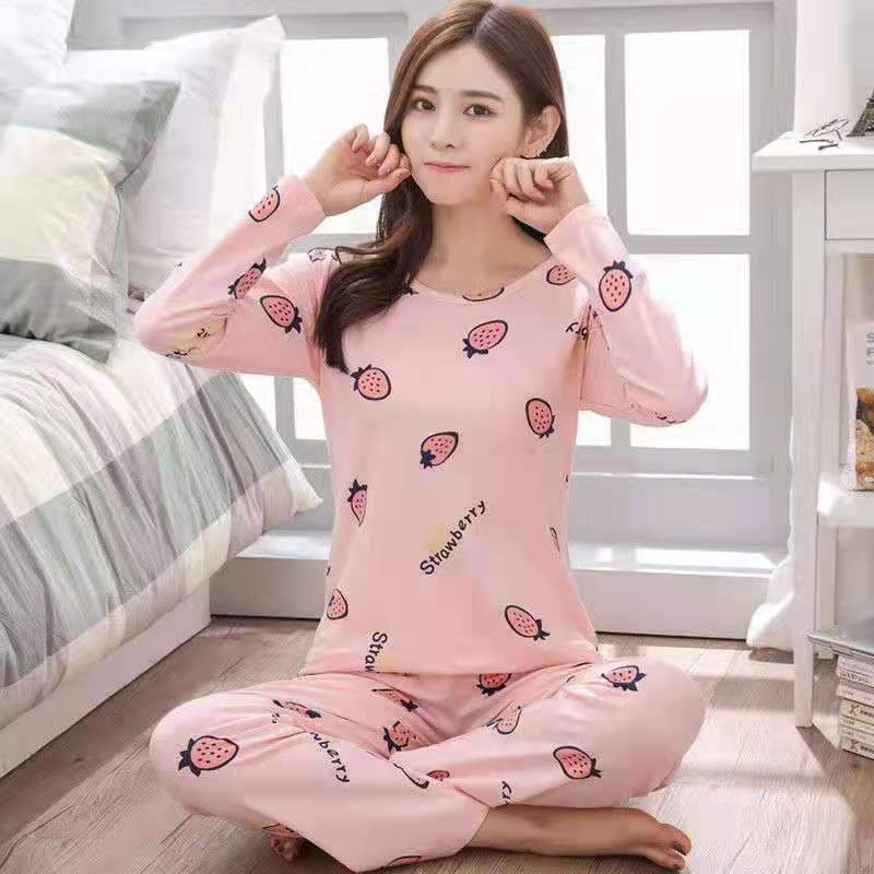 M-5XL Winter Pyjamas frauen Koreanische Version Lange ärmeln Homewear Anzug Lose Große Größe Zwei-stück Anzug Kann draußen getragen werden XXXXL erdbeer