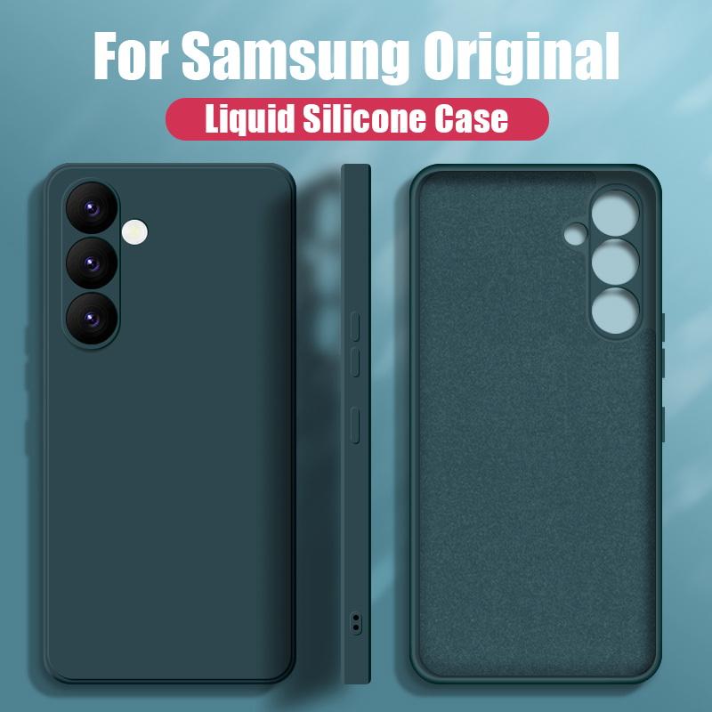 Für Samsung A56 A16 A36 A55 A15 A35 A54 5G Hülle Flüssigsilikon Handyhülle Für Samsung Galaxy S25 Ultra S24 FE S23 S22 S26 S21 A17 A37 A57 Cover Candy Galaxy S23 Plus dunkelgrüne