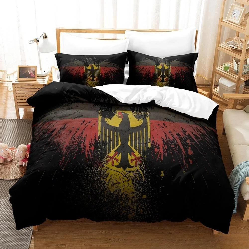3D-Druck Deutschland Flagge Bettwäscheset Einzelbett Twin Full Queen King Size Bettset Erwachsener Kind Schlafzimmer Bettbezugsets Heimtextilien AU King 240x210cm