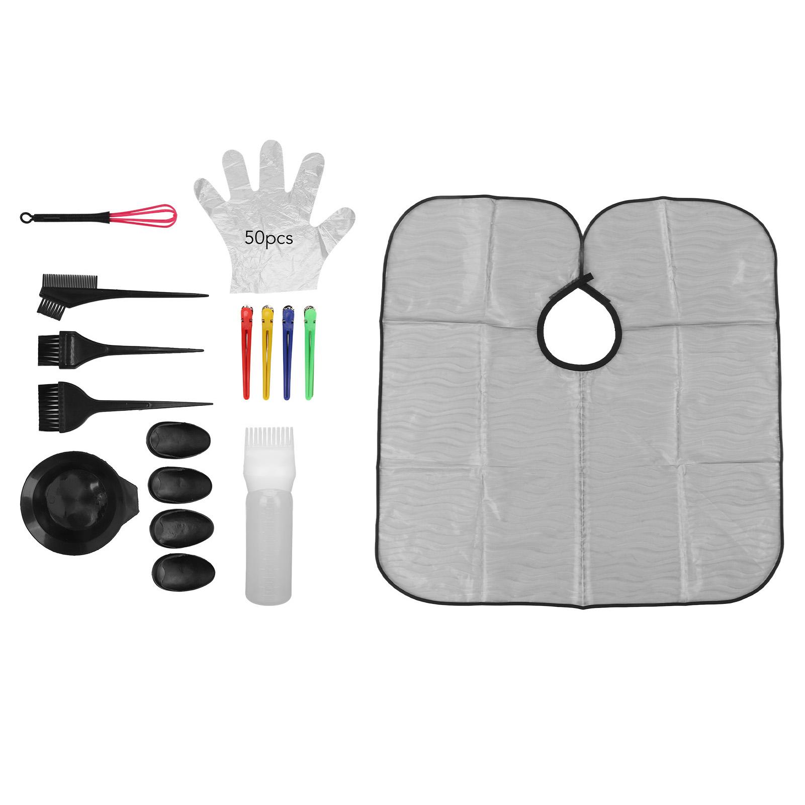 Haarfärbe-Färbeset Mischschüssel Spitzgriff Pinsel Klemmen Umhang Handschuhe Haarfärbe-Werkzeuge