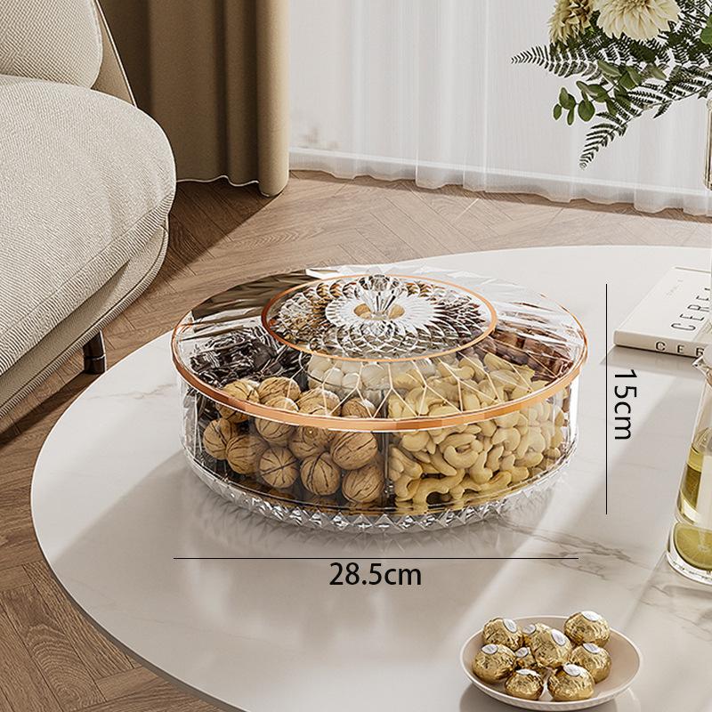 Rotierenden fach lagerung box licht luxus wohnzimmer display trockenen obst platte snack storage box gray