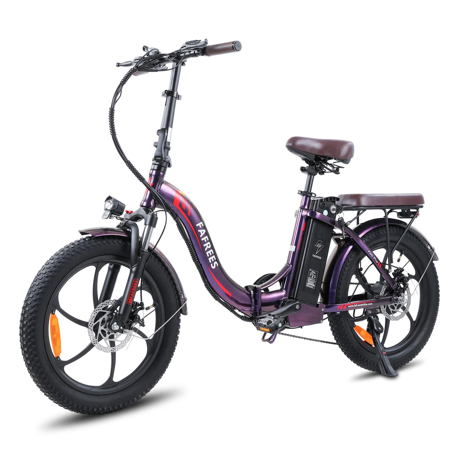 FAFREES F20 Pro Faltbares Elektrisches Fatbike 250W Motor 36V18Ah Akku Urbanes Pendler E-Bike 20 x 3.0 Zoll Aufblasbarer Reifen Elektrofahrrad violett/schwarz