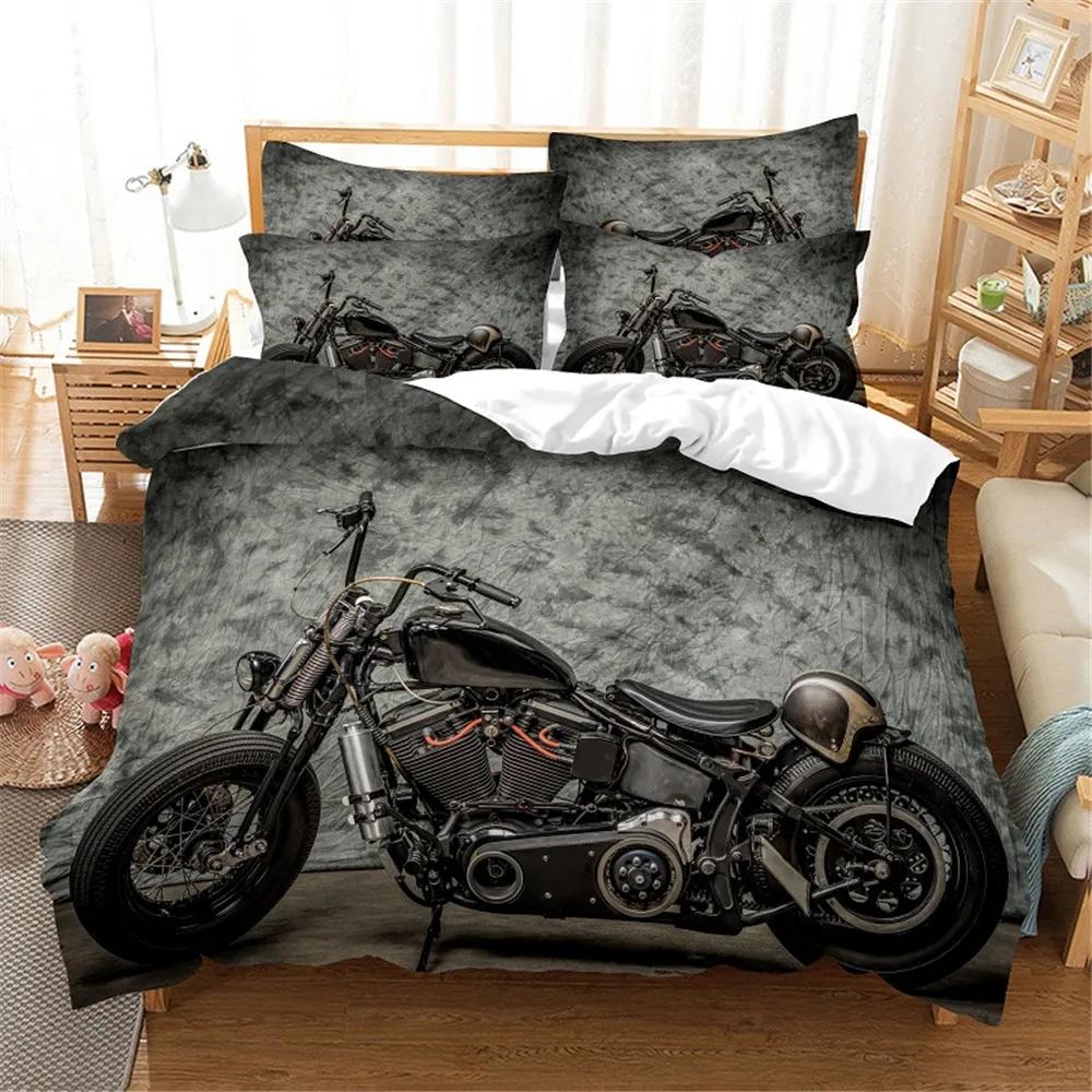 3D Motorrad Bettwäscheset Queen Bettwäsche Bettbezugset Bettwäscheset Bettdecke Queen Schlafzimmer Bettdecke Set Bettset 240x220cm 3pcs