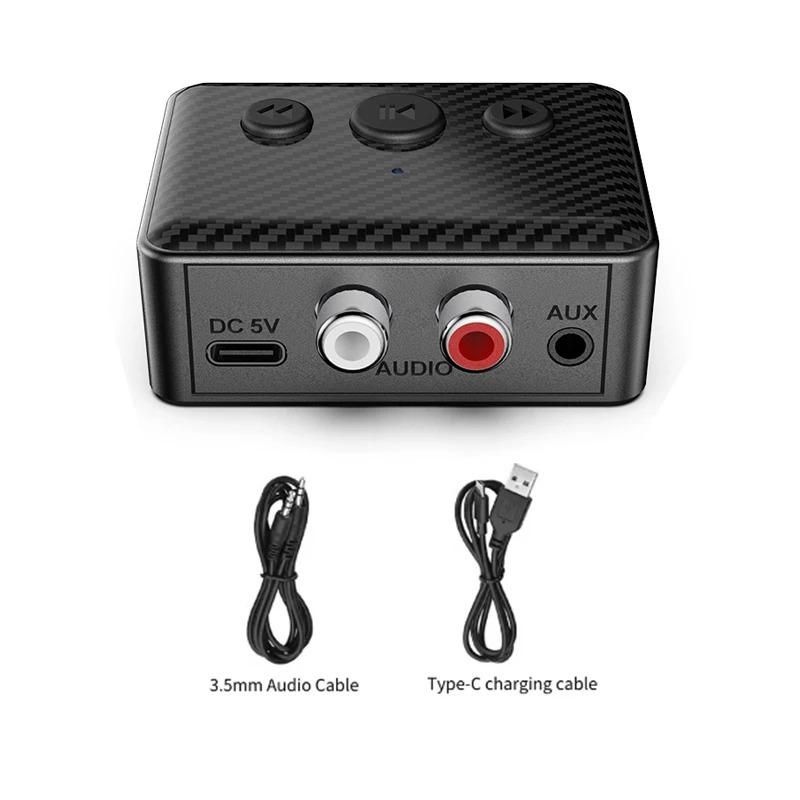 Bluetooth 5.4 Audio-Adapter Drahtloser Empfänger RCA 3,5 mm AUX USB Audio-Adapter mit Mikrofonunterstützung U-Disk-Wiedergabe Für Auto-Kit Lautsprecher No RCA Cable
