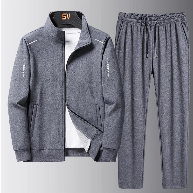 Herren Sportswear-Set Trainingsanzüge Zwei Stücke Sets Homme Kleidung Hoodies + Hosen Anzug Männlichen Streetswear Hoodie Jacken Plus Größe XL grau
