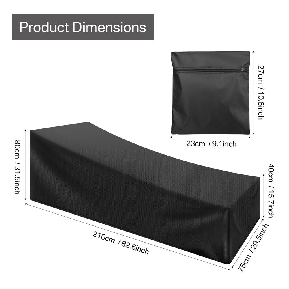 1/2er-Pack Chaiselongue-Abdeckung, wasserdicht, für den Außenbereich, Garten, Terrasse, Stuhlhussen, wetterbeständig, sonnenbeständig, Möbelschutz 2pcs schwarz