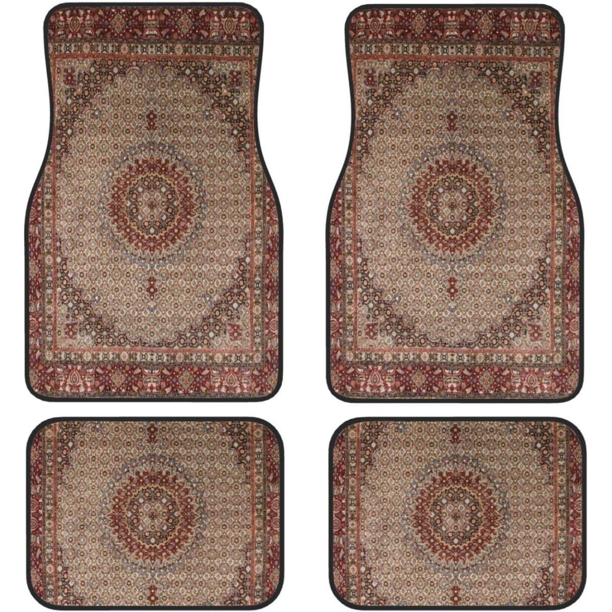 Auto-Fußmatten 4er-Set, orientalischer türkischer Perserteppich, Teppichmatten vorne und hinten, dekorativ, universell für Autos, SUVs, LKWs, Vans One Size