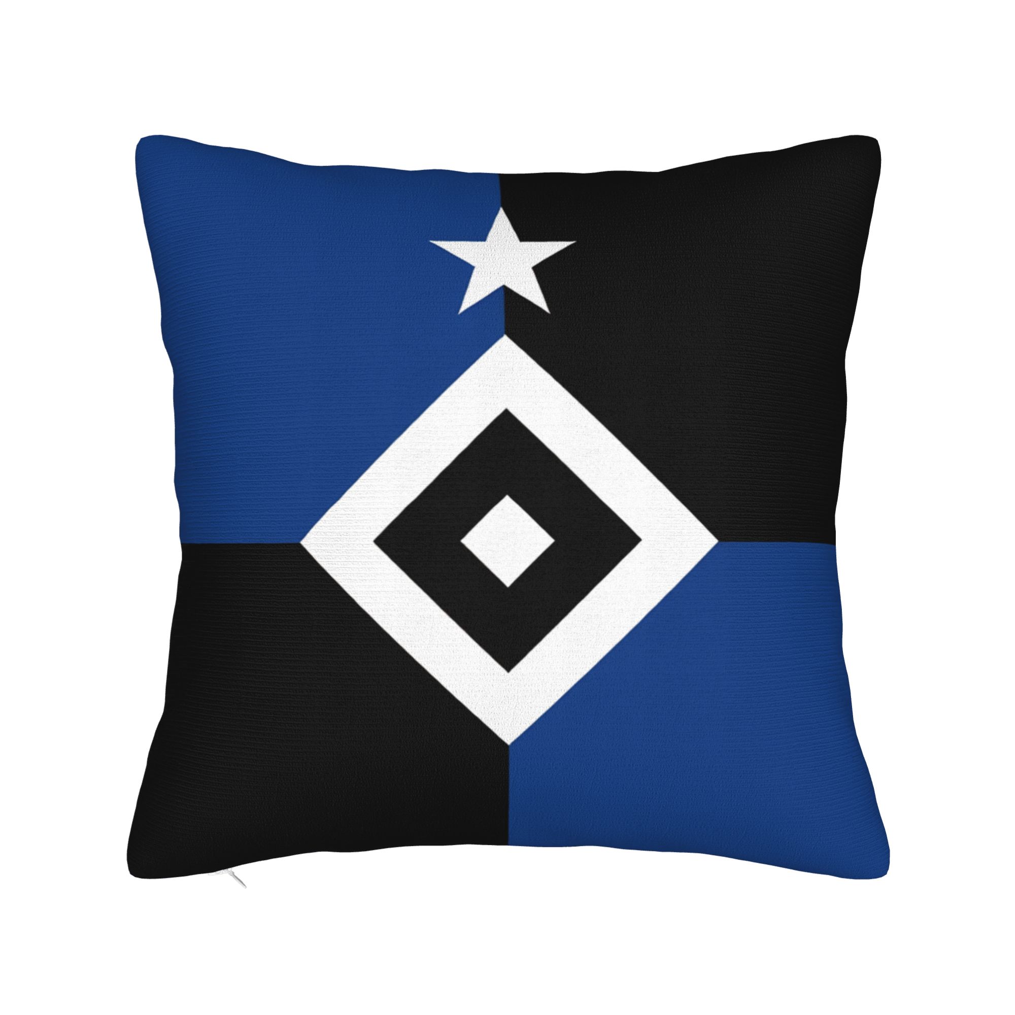 Karomuster HSV Hamburger Sportverein Quadratische Kissenbezüge Fußballverein Kissenbezug Kreativer Reißverschluss-Kissenbezug für Zuhause 45*45cm 45x45cm