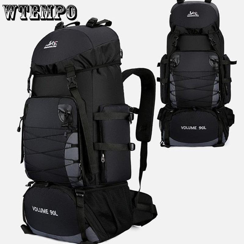 90L Große Camping Rucksack Reisetasche männer Frauen Gepäck Wandern Schulter Taschen Outdoor Klettern Trekking Männer Reisetasche 90L schwarz