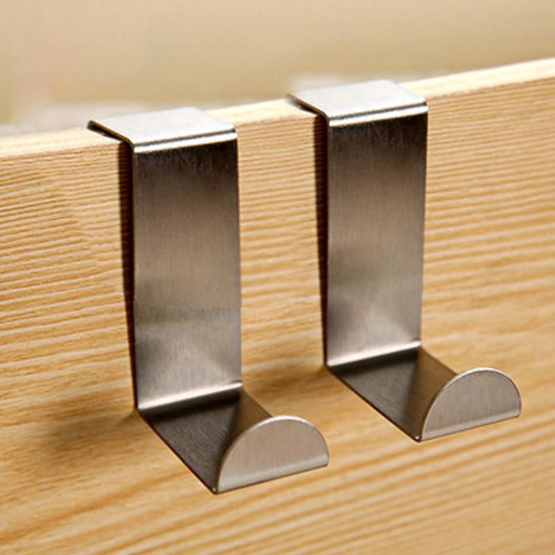 2 Stück Türhaken Edelstahl Küchenschrank Kleiderbügel Kleiderbügel Haken Clips Home Storage Kleiderbügel