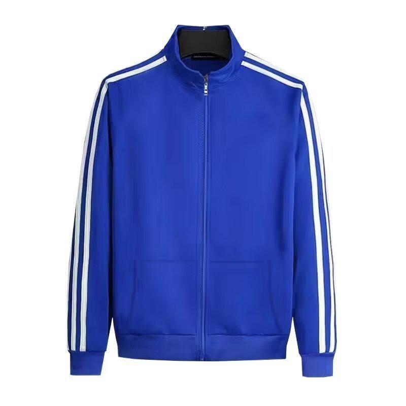 Herren Freizeitsportanzug mit drei Streifen: Leichtes Frühjahrs-/Herbstjacken-, Outdoor-Laufhoodie- und Jogginghosen-Zweiteiler-Set. 4XL