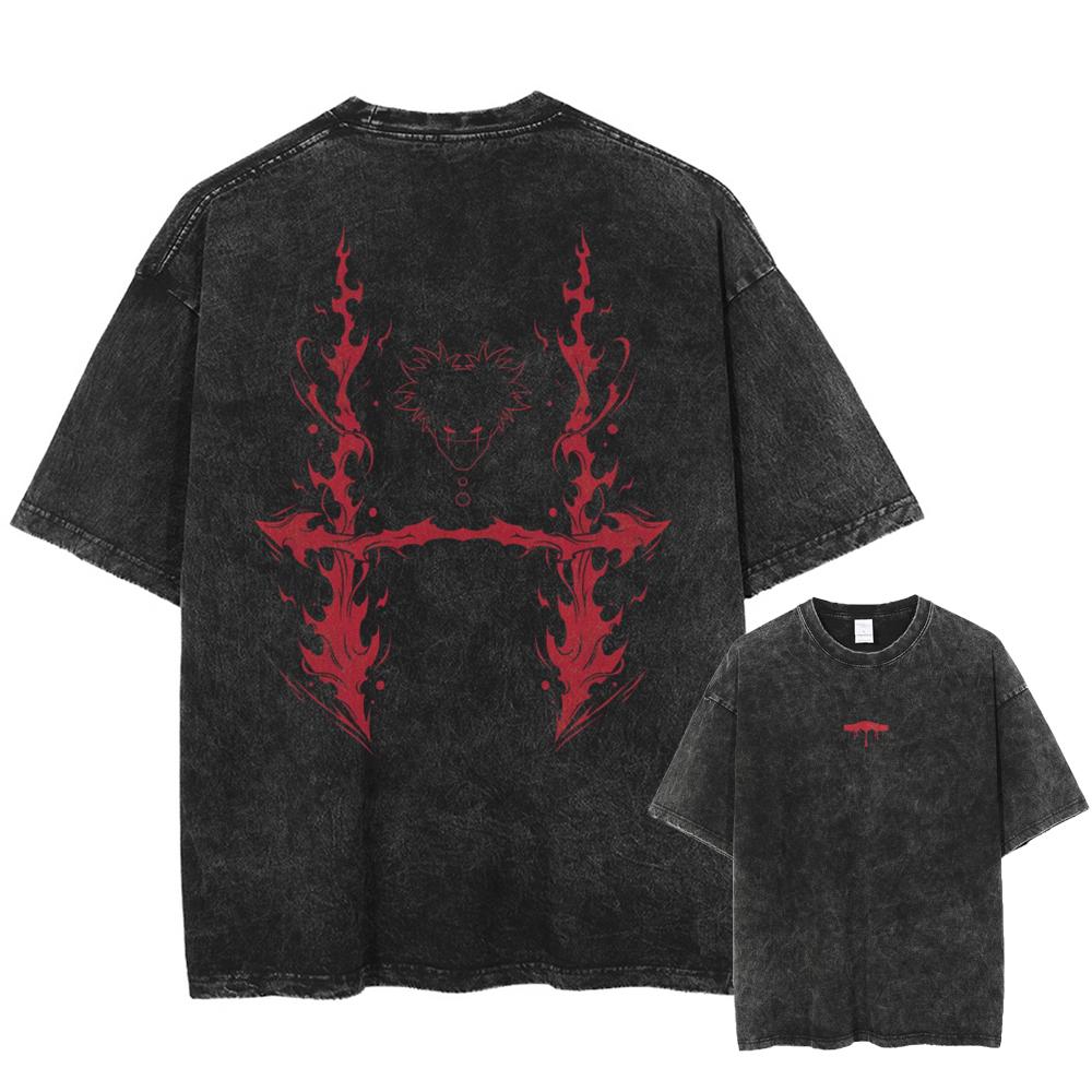 Jujutsu Kaisen Choso Manga T-Shirts Vintage Gewaschene T-Shirts Herren Damen Hip Hop T-Shirts Oberteile Baumwoll-T-Shirts Kurzarm Kleidung XL