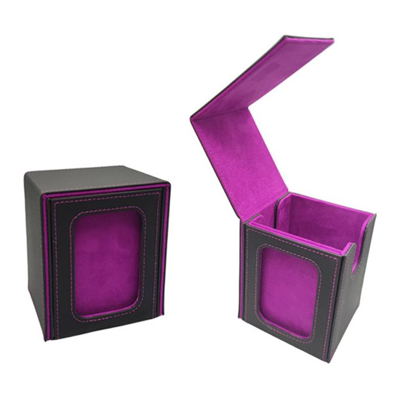 Karten-Deckbox mit Sichtfenster, Trading-Aufbewahrung, Platz für 120+ einzeln gesleevte Karten, Magnetischer PU violett