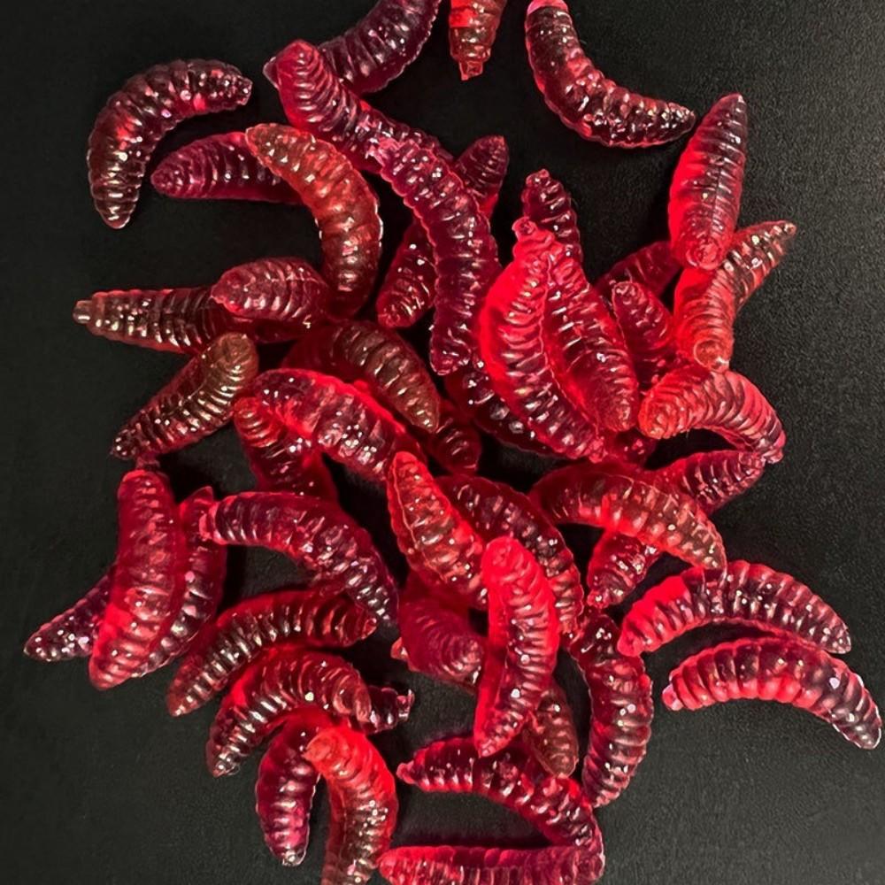 20/50/100 Stück Weicher Wurm Imitation Made Maden Angelköder Wurmköder 2cm/0.79 Zoll Künstlicher Bionischer Weicher Wurm Köder, Outdoor Angelausrüstung 20PCS rot