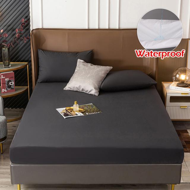 Solider wasserdichter Matratzenbezug, Schutz mit Gummiband, Schleifen, atmungsaktiv, milbenabweisend, Bettbezug für Matratzen Queen King für Zuhause 90x200cm dunkelgrau
