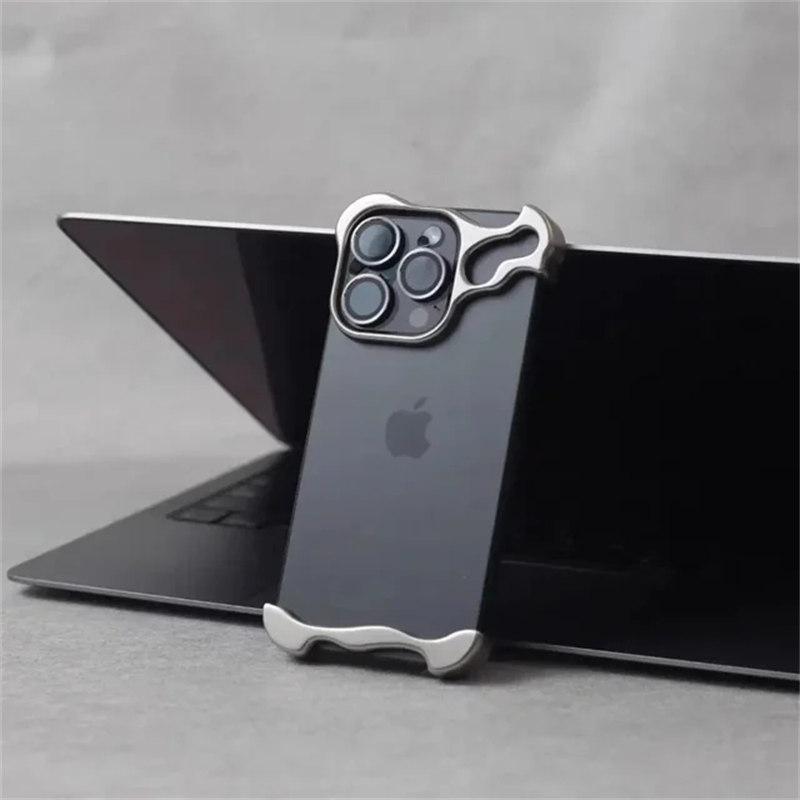 Luxus Unregelmäßige Aluminium Legierung Stoßstange Telefon Fall Für IPhone 12 13 14 15Pro Max Plus Objektiv Film Schutz Metall stoßfest Abdeckung iPhone 12 grau