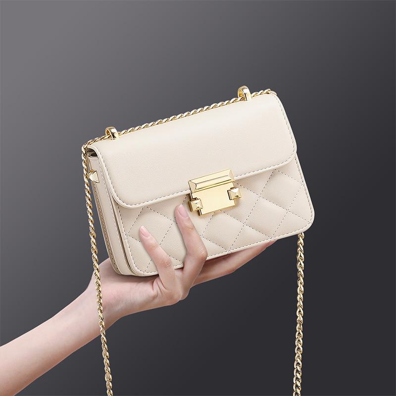 Neue High-End Light Luxury Nischen-Ketten-Tasche Crossbody-Tasche Einzel-Schulter-Quadrat-Tasche white