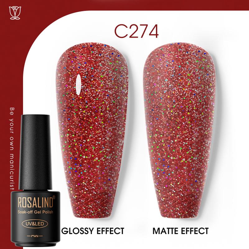 ROSALIND Nail Gel Polish Semi Permanent Varnish Hybrid UV Gel Polish Soak Off Nail Art Gel Top Base Coat Matt Top For Manicure Nail Art RA-C274