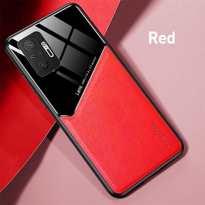 Xiaomi Poco M3 Pro X3 NFC M4 Fall Leder Auto Magnetische Halter Abdeckung Für Xiaomi Redmi Hinweis 10 11 Pro 11S 10S 10T Weichen Rahmen Stoßfest Coque Xiaomi Mi 10T/10T Pro 5G rot