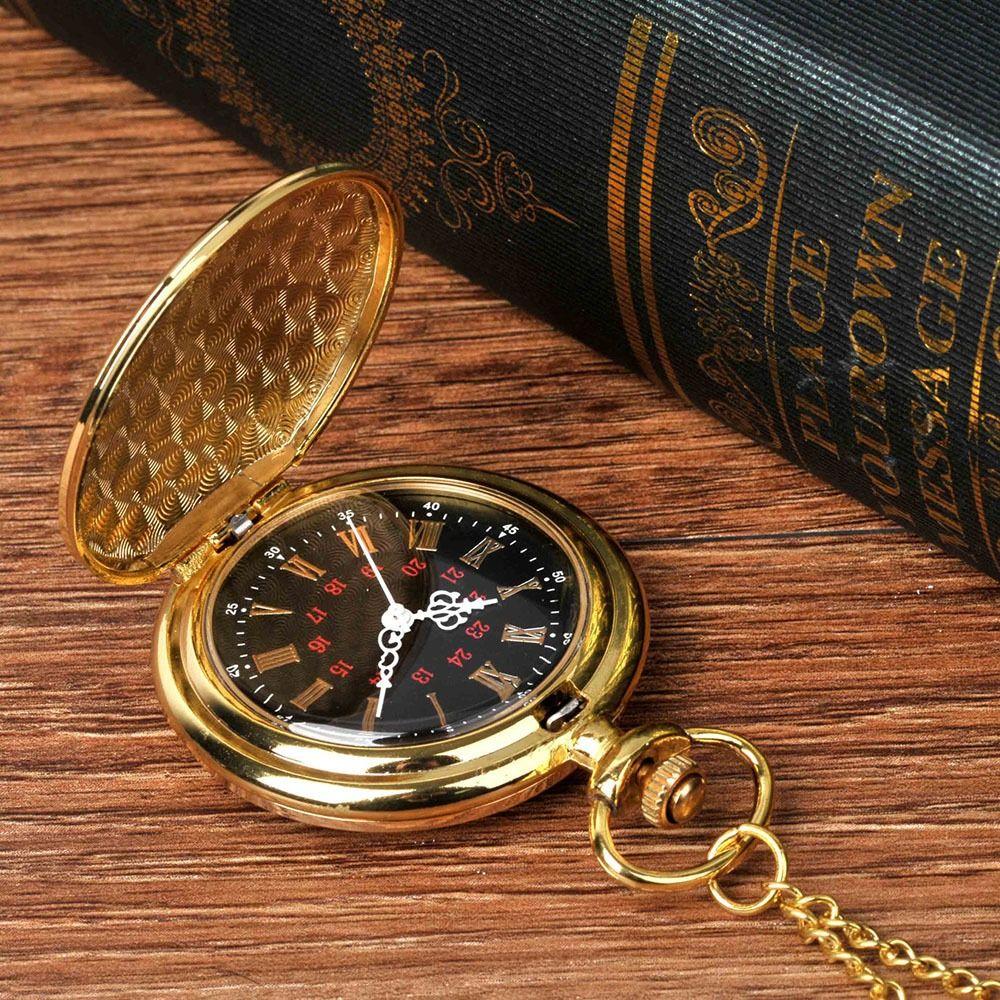 Runde Goldene Retro Taschenuhr mit Kette Taschenuhr