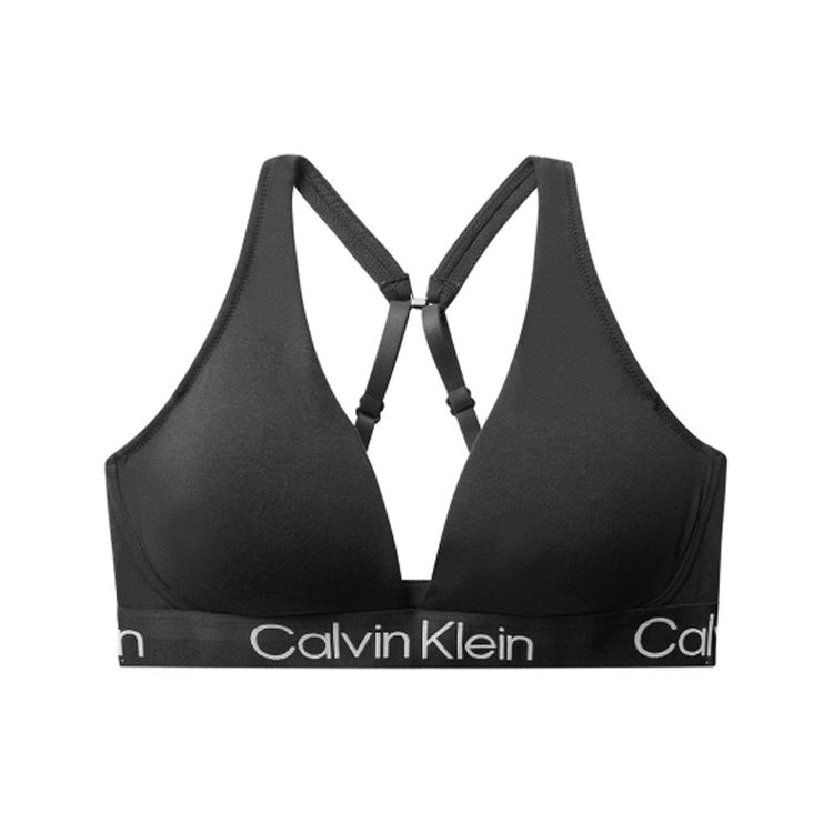 Calvin Klein Leichter Logo Gepolsterter Triangel-Cup BH Damenunterwäsche Schwarz QF6683-UB1 S