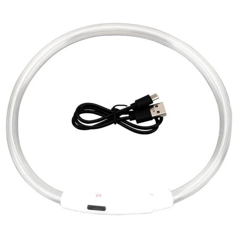 LED-Haustierhalsband, leuchtendes USB-Katzen- und Hundehalsband, verstellbares Silikon-Haustierhalsband für kleine und große Hunde, Chihuahua, Katzenzubehör 70CM weiß