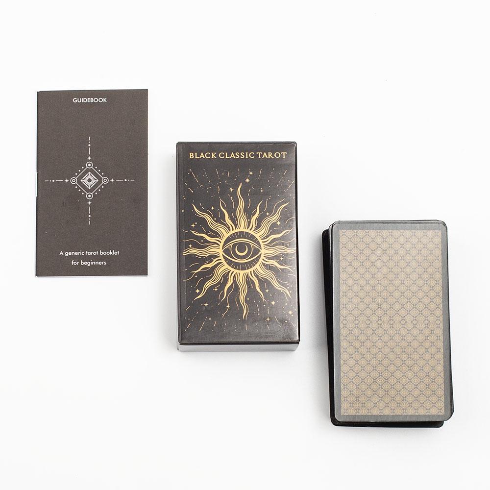 Schwarzes Klassisches Tarotkarten Deck 78 Stück Wahrsagungs Spiel Set mit Anleitung für Familienfeiern und Brettspiele