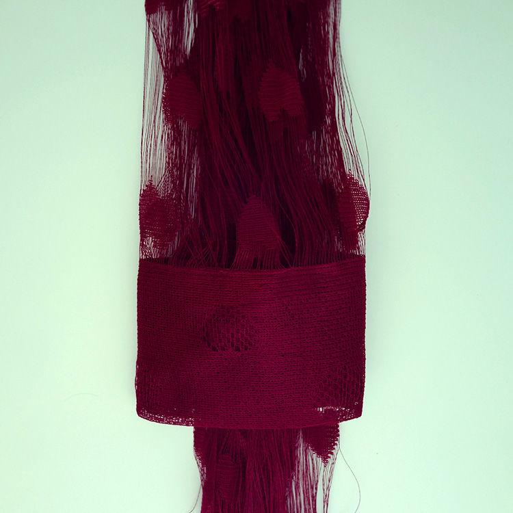 Romantischer Liebes-Linien-Vorhang, Quasten-Türvorhang, süßer Pfirsich-Herz-Vorhang, Trennwand-Hängevorhang (1 Stück) wein rot