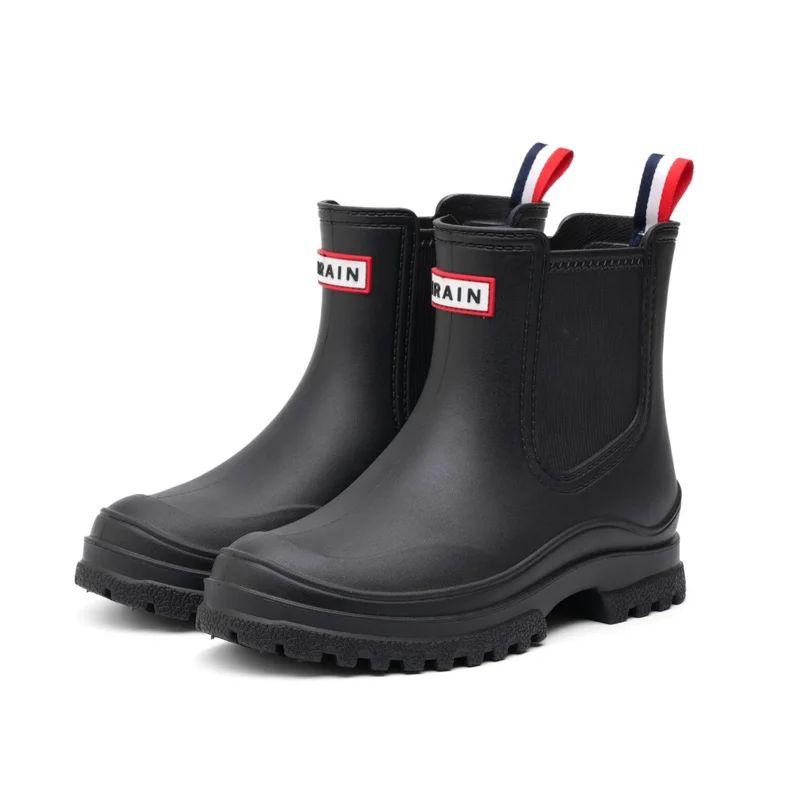 Kurze Damen-Gummistiefel, rutschfeste Wasserschuhe aus PVC, wasserdichte Outdoorschuhe, modische Damen-Wasserschuhe 41 schwarz