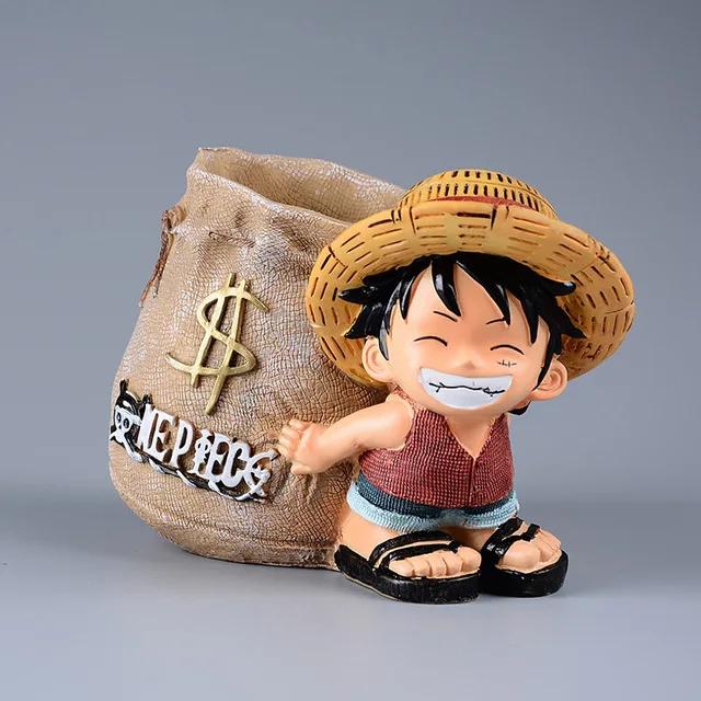 Anime One Piece Luffy Stifthalter aus Kunstharz fürs Büro, Sammlerstück, Monkey D. Luffy, 10 cm, Bleistift-/Topflappen für den Schreibtisch, Actionfigur, für den Einsatz im Büro
