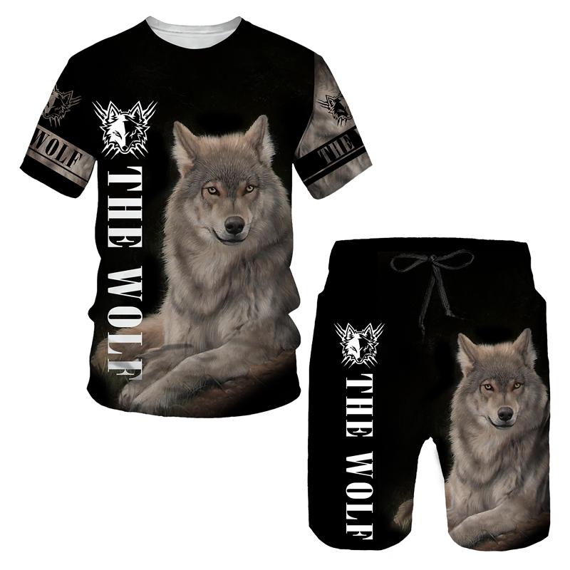 Sommer Mode Der Wolf 3D Gedruckt Mann T-shirt Shorts Sets Casual Männer Trainingsanzug Oansatz Kurzarm Coole männer Kleidung anzug XXXL