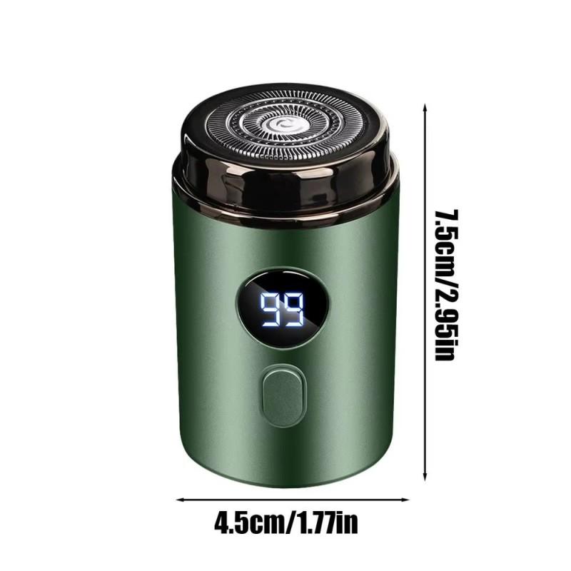 Mini-Elektrorasierer, tragbarer Herrenrasierer, Digitalanzeige, intelligenter Nass- und Trockenrasierer, wiederaufladbar, waschbar, Bartrasierer grün