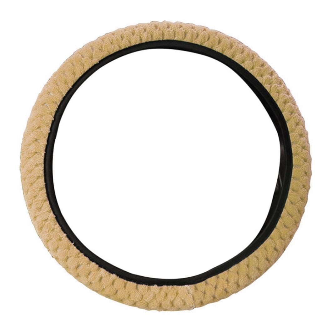 Universeller Winter-Anti-Rutsch-weicher Plüsch-Auto-Lenkrad-Schutzhüllenhalter goldgelb